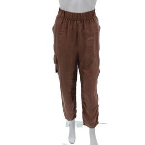 Unsubscribed Womens Cropped Cargo Silk Pants Brown Size XS